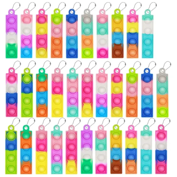 Rainbow Silicone Pop It Fidget Keychain Toy - Rainbow Silicone Pop It Fidget Keychain Toy - Image 2 of 6