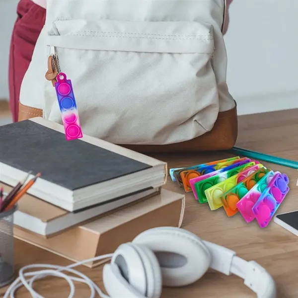 Rainbow Silicone Pop It Fidget Keychain Toy - Rainbow Silicone Pop It Fidget Keychain Toy - Image 4 of 6