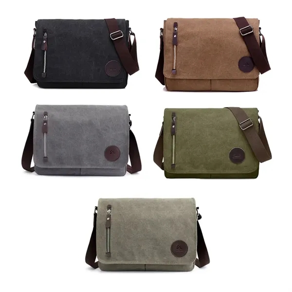 Canvas Messenger Bag with Adjustable Strap - Canvas Messenger Bag with Adjustable Strap - Image 2 of 6