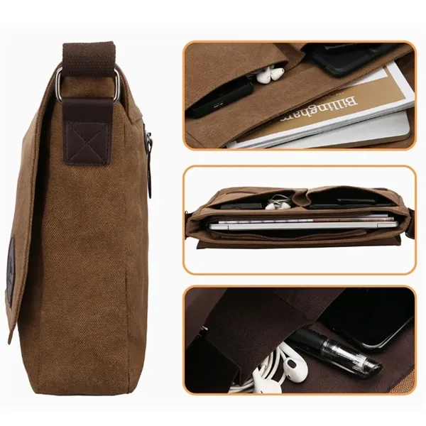 Canvas Messenger Bag with Adjustable Strap - Canvas Messenger Bag with Adjustable Strap - Image 3 of 6