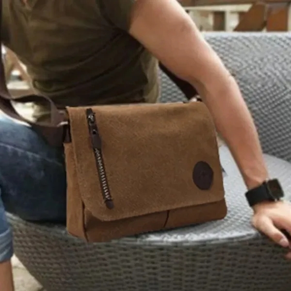 Canvas Messenger Bag with Adjustable Strap - Canvas Messenger Bag with Adjustable Strap - Image 5 of 6