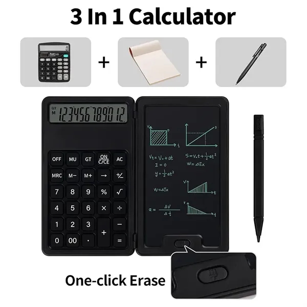 Desk Portable Basic Calculator with Notepad and Stylus - Desk Portable Basic Calculator with Notepad and Stylus - Image 2 of 3