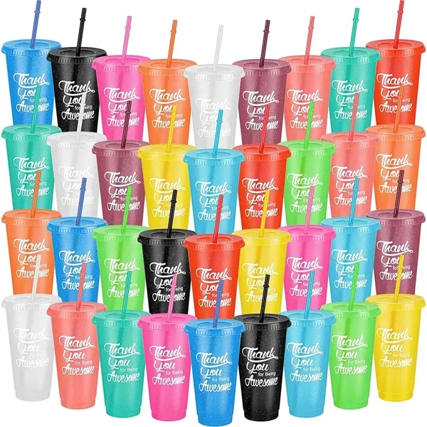 24 oz Plastic Tumblers with Lids and Straw - 24 oz Plastic Tumblers with Lids and Straw - Image 2 of 4