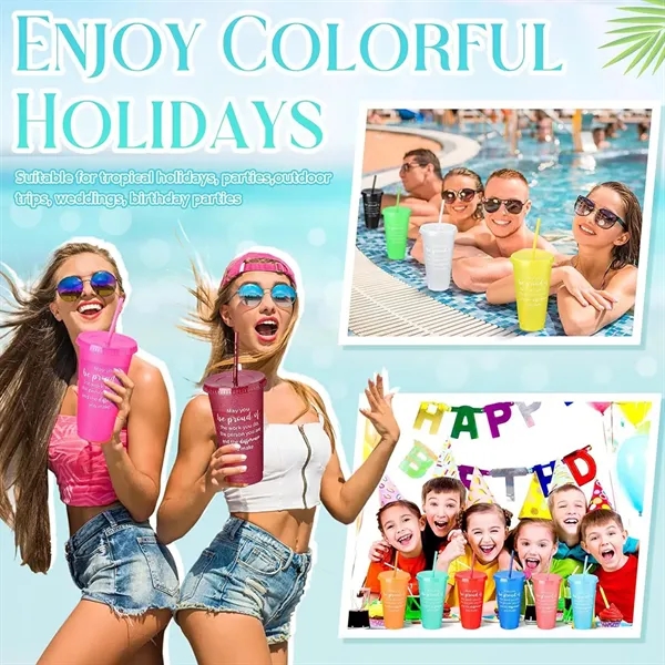 24 oz Plastic Tumblers with Lids and Straw - 24 oz Plastic Tumblers with Lids and Straw - Image 3 of 4