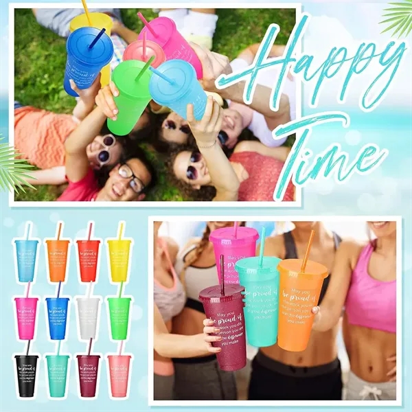 24 oz Plastic Tumblers with Lids and Straw - 24 oz Plastic Tumblers with Lids and Straw - Image 4 of 4