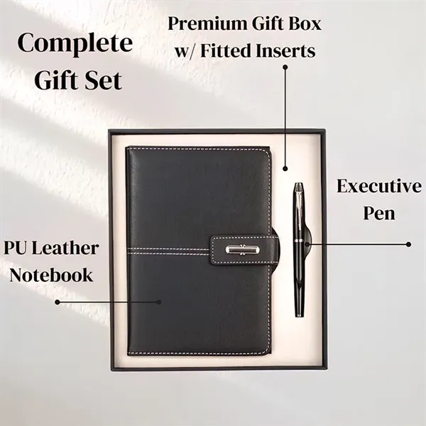 A5 Leather Notebook and Executive Pen Gift - A5 Leather Notebook and Executive Pen Gift - Image 1 of 5