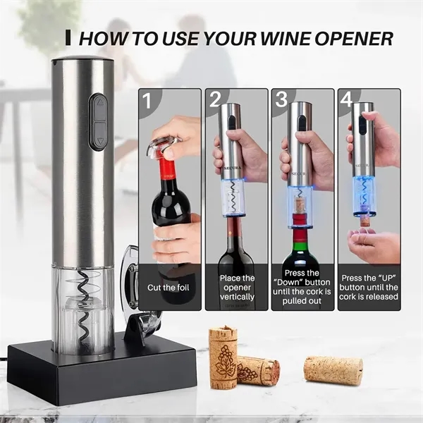 Automatic Electric Wine Bottle Corkscrew Opener - Automatic Electric Wine Bottle Corkscrew Opener - Image 2 of 3