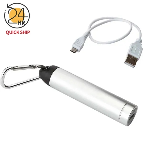Aluminum Cylinder Power Bank w/Carabiner - 2200 mAh - Aluminum Cylinder Power Bank w/Carabiner - 2200 mAh - Image 0 of 9