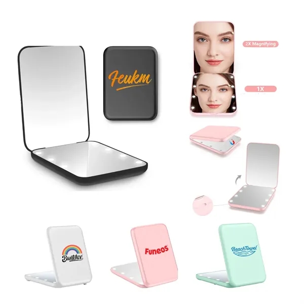1X/2X Portable Travel Led Makeup Mirror - 1X/2X Portable Travel Led Makeup Mirror - Image 0 of 10