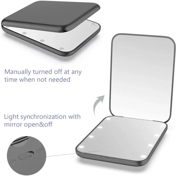 1X/2X Portable Travel Led Makeup Mirror - 1X/2X Portable Travel Led Makeup Mirror - Image 8 of 10