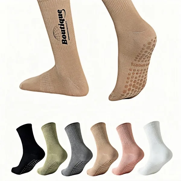 Cotton Grip Yoga Socks With Anti Slip Silicone Soles - Cotton Grip Yoga Socks With Anti Slip Silicone Soles - Image 0 of 4