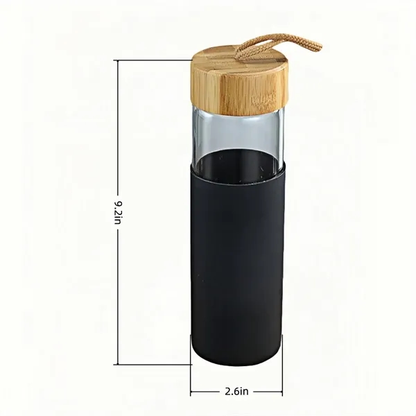 Glass Water Bottle With Bamboo Lid And Silicone Sleeve - Glass Water Bottle With Bamboo Lid And Silicone Sleeve - Image 3 of 3