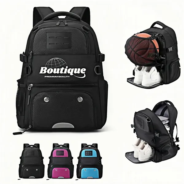 Water Resistant Sports Backpack With Shoe Compartment - Water Resistant Sports Backpack With Shoe Compartment - Image 0 of 4