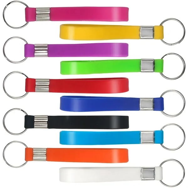 Solid Color Personalized Custom Rubber Wristband Keychain - Solid Color Personalized Custom Rubber Wristband Keychain - Image 2 of 4