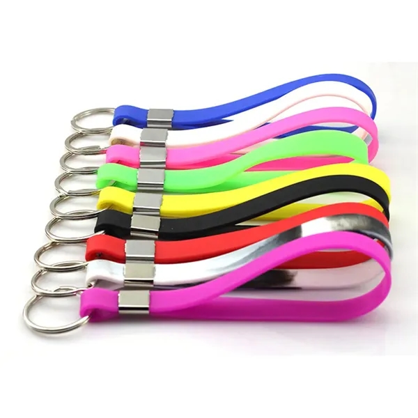 Solid Color Personalized Custom Rubber Wristband Keychain - Solid Color Personalized Custom Rubber Wristband Keychain - Image 3 of 4