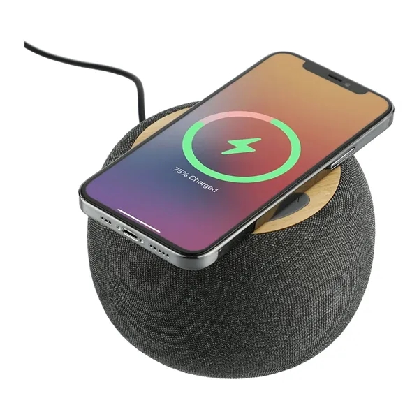 Garm Fabric & Bamboo Speaker with Wireless Chargin - Garm Fabric & Bamboo Speaker with Wireless Chargin - Image 2 of 8