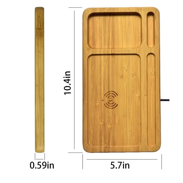 Wooden Wireless Charger Cell Phone Storage Tray Bamboo - Wooden Wireless Charger Cell Phone Storage Tray Bamboo - Image 1 of 4