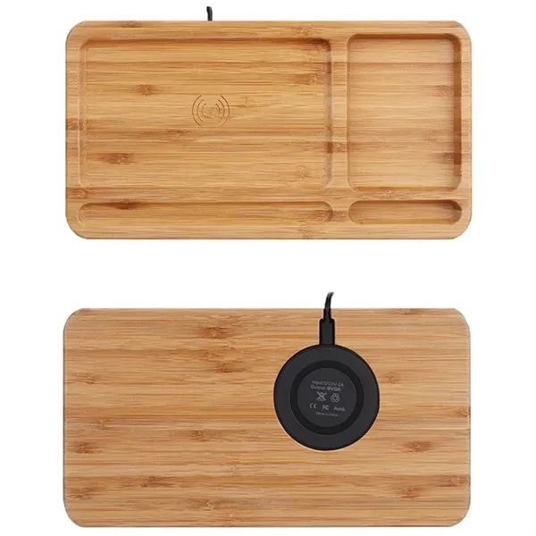 Wooden Wireless Charger Cell Phone Storage Tray Bamboo - Wooden Wireless Charger Cell Phone Storage Tray Bamboo - Image 2 of 4