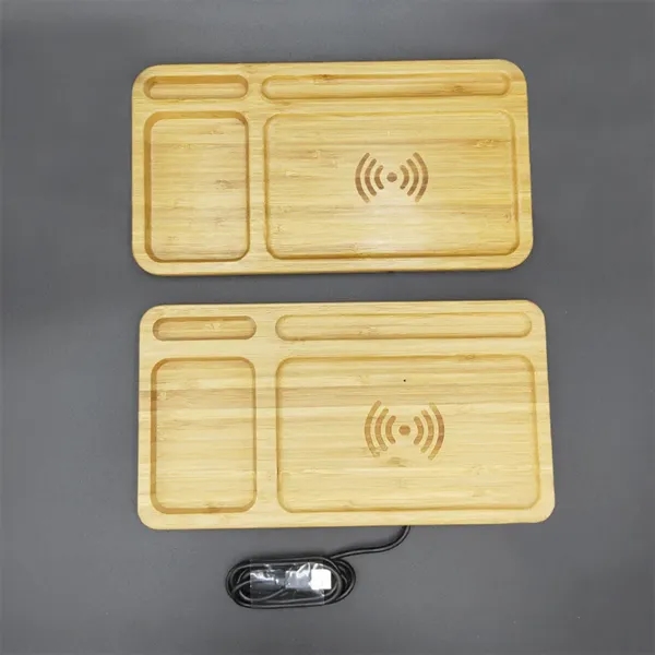 Wooden Wireless Charger Cell Phone Storage Tray Bamboo - Wooden Wireless Charger Cell Phone Storage Tray Bamboo - Image 3 of 4