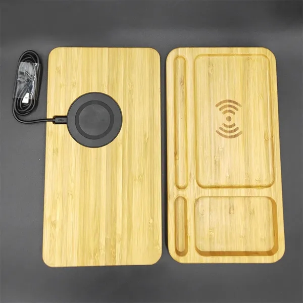 Wooden Wireless Charger Cell Phone Storage Tray Bamboo - Wooden Wireless Charger Cell Phone Storage Tray Bamboo - Image 4 of 4