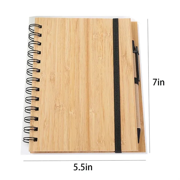 Bamboo Leather Cover Creative Stationery Coil Note Notebook - Bamboo Leather Cover Creative Stationery Coil Note Notebook - Image 1 of 5