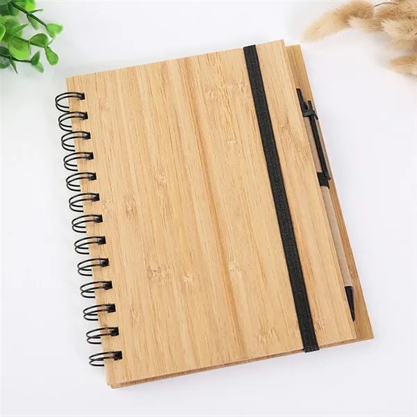 Bamboo Leather Cover Creative Stationery Coil Note Notebook - Bamboo Leather Cover Creative Stationery Coil Note Notebook - Image 5 of 5