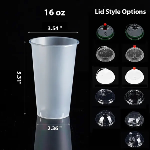 12/16/24oz Frosted Disposable Plastic Cup With Lid - 12/16/24oz Frosted Disposable Plastic Cup With Lid - Image 2 of 9