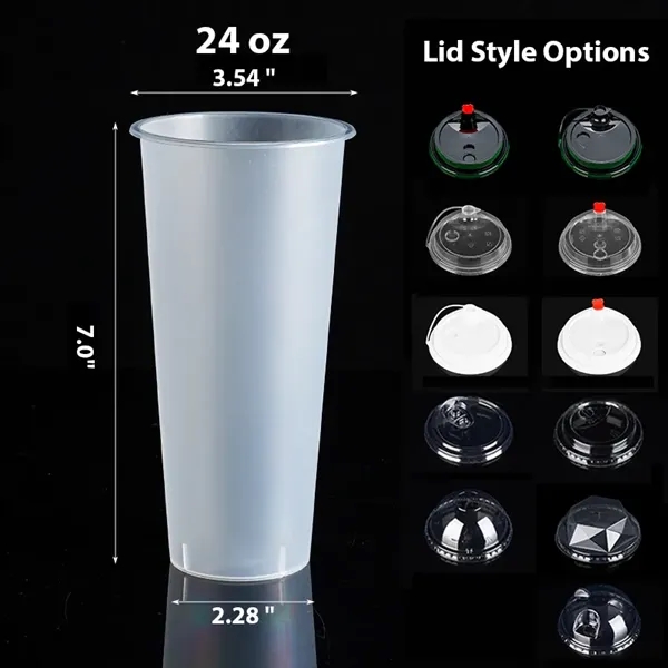 12/16/24oz Frosted Disposable Plastic Cup With Lid - 12/16/24oz Frosted Disposable Plastic Cup With Lid - Image 4 of 9