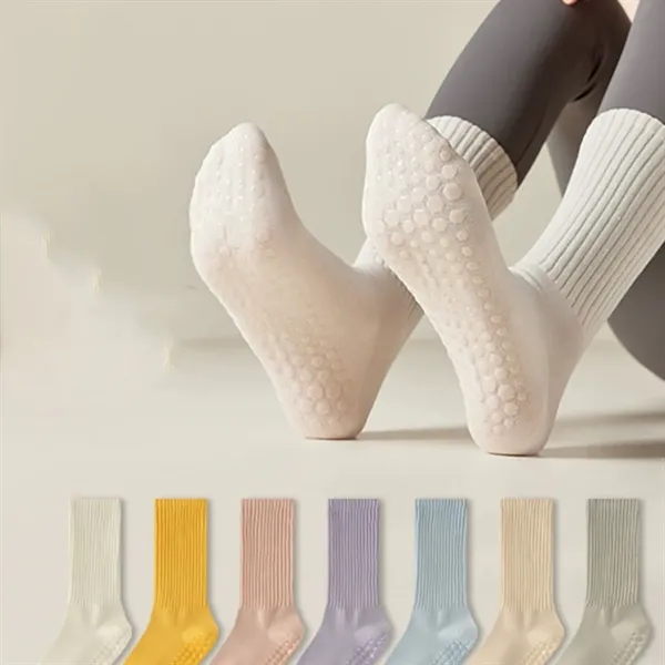 Anti Slip Mid Tube Pilates Grips Yoga Socks - Anti Slip Mid Tube Pilates Grips Yoga Socks - Image 1 of 2