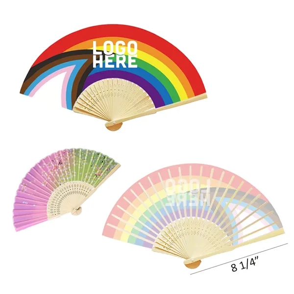 Progress Pride Folding Bamboo Fabric Fans - Progress Pride Folding Bamboo Fabric Fans - Image 0 of 0