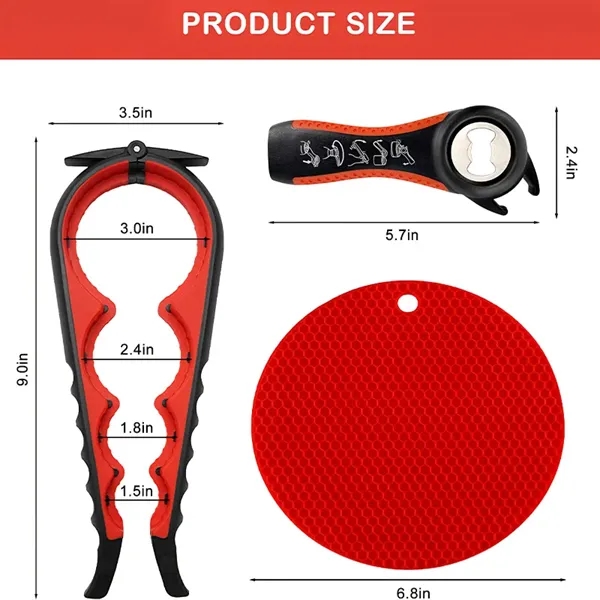 Multi Function Bottle Jar Opener with Non-Slip Pad - Multi Function Bottle Jar Opener with Non-Slip Pad - Image 1 of 6