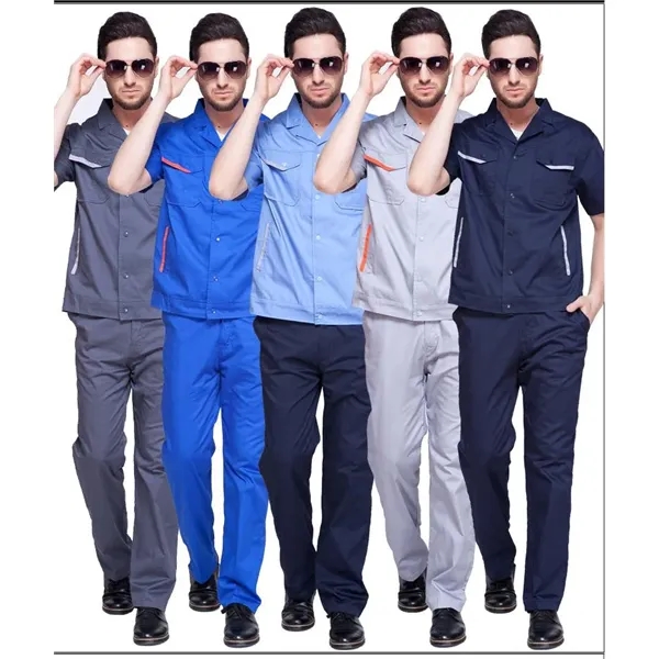 Unisex Cotton Short Sleeve Workwear Set for Summer Cool - Unisex Cotton Short Sleeve Workwear Set for Summer Cool - Image 0 of 9