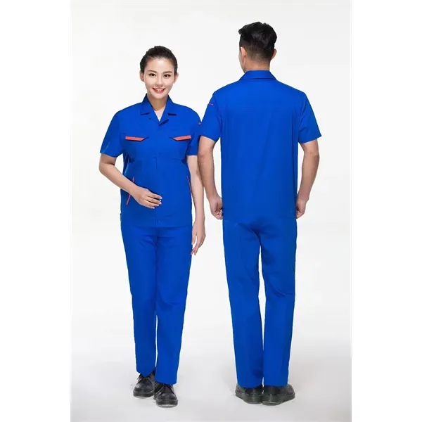 Unisex Cotton Short Sleeve Workwear Set for Summer Cool - Unisex Cotton Short Sleeve Workwear Set for Summer Cool - Image 6 of 9