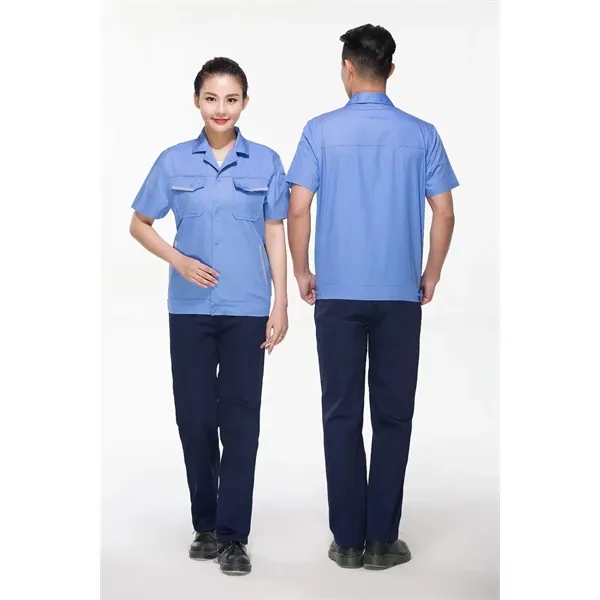 Unisex Cotton Short Sleeve Workwear Set for Summer Cool - Unisex Cotton Short Sleeve Workwear Set for Summer Cool - Image 7 of 9