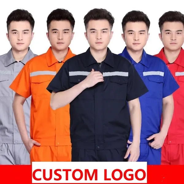 Unisex Short Sleeve Summer Workwear Set Reflective Strips - Unisex Short Sleeve Summer Workwear Set Reflective Strips - Image 0 of 7