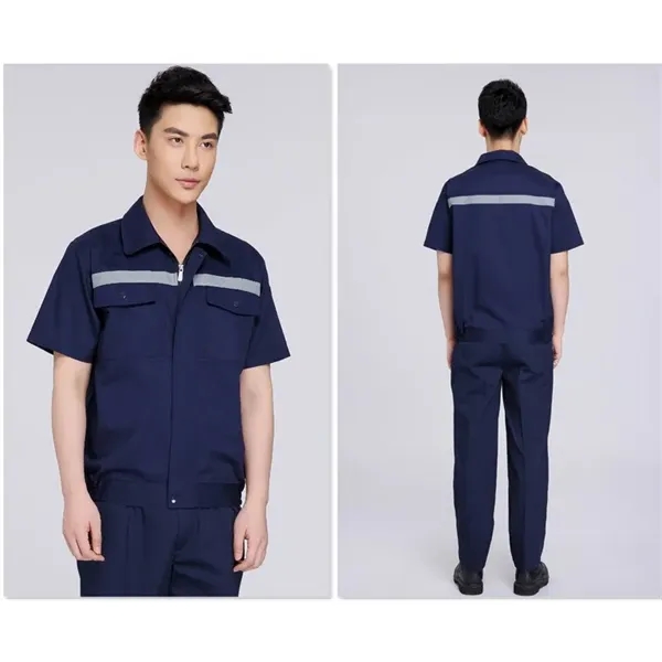 Unisex Short Sleeve Summer Workwear Set Reflective Strips - Unisex Short Sleeve Summer Workwear Set Reflective Strips - Image 2 of 7