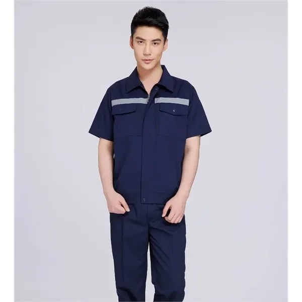 Unisex Short Sleeve Summer Workwear Set Reflective Strips - Unisex Short Sleeve Summer Workwear Set Reflective Strips - Image 5 of 7