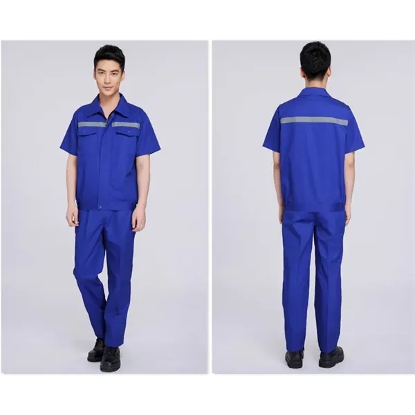 Unisex Short Sleeve Summer Workwear Set Reflective Strips - Unisex Short Sleeve Summer Workwear Set Reflective Strips - Image 6 of 7