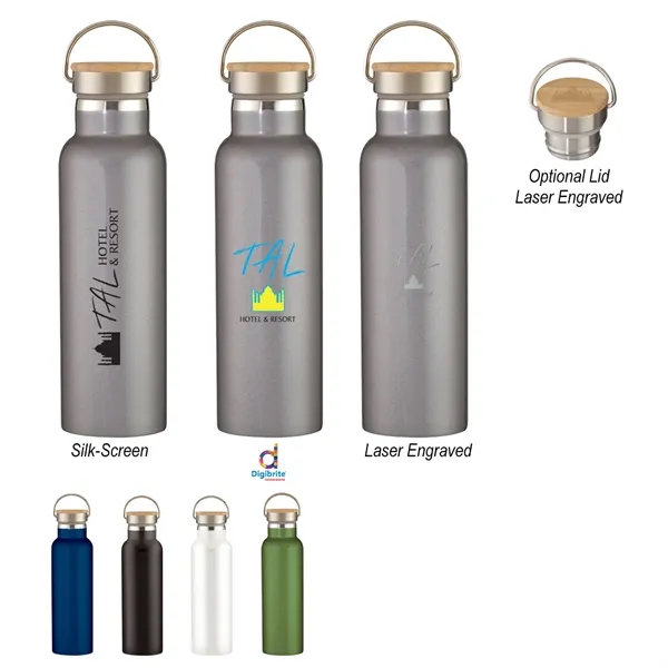 21 Oz. Liberty Stainless Steel Bottle With Wood Lid - 21 Oz. Liberty Stainless Steel Bottle With Wood Lid - Image 0 of 15