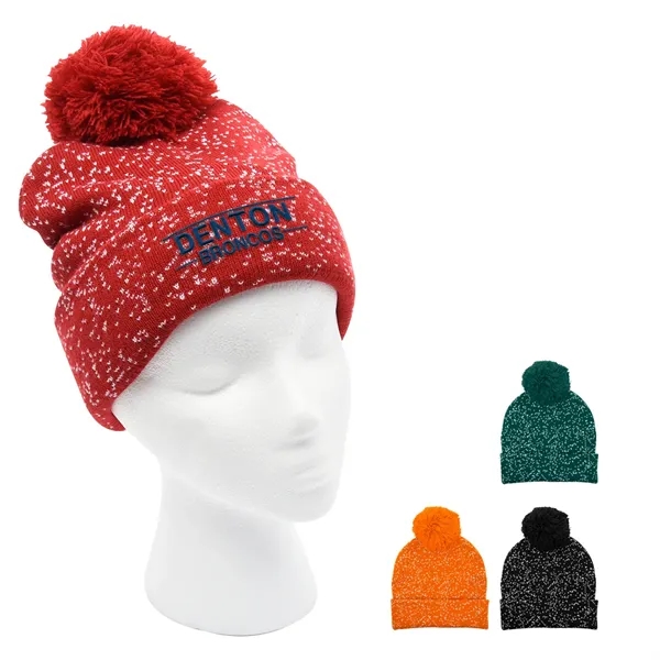 Speckled Pom Beanie With Cuff - Speckled Pom Beanie With Cuff - Image 0 of 4