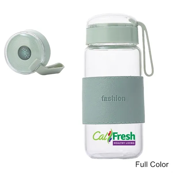 12 oz Glass Water Bottle with Galaxy Lid & Leather Sleeve - 12 oz Glass Water Bottle with Galaxy Lid & Leather Sleeve - Image 2 of 8