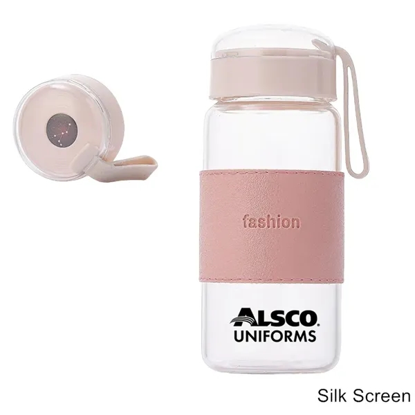 12 oz Glass Water Bottle with Galaxy Lid & Leather Sleeve - 12 oz Glass Water Bottle with Galaxy Lid & Leather Sleeve - Image 4 of 8