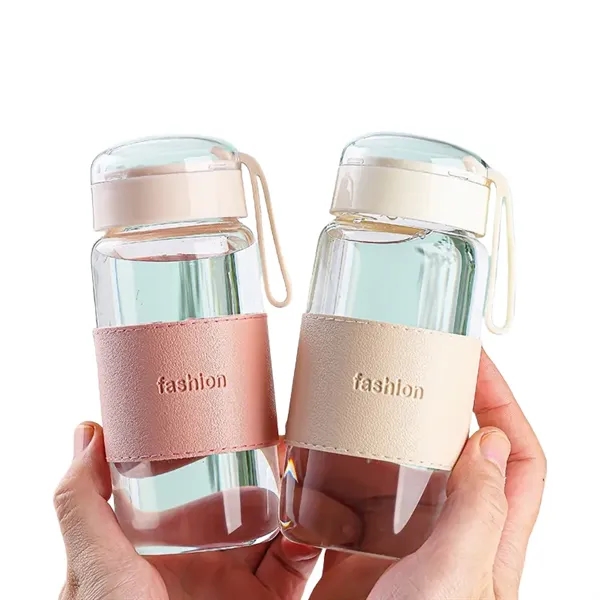 12 oz Glass Water Bottle with Galaxy Lid & Leather Sleeve - 12 oz Glass Water Bottle with Galaxy Lid & Leather Sleeve - Image 5 of 8