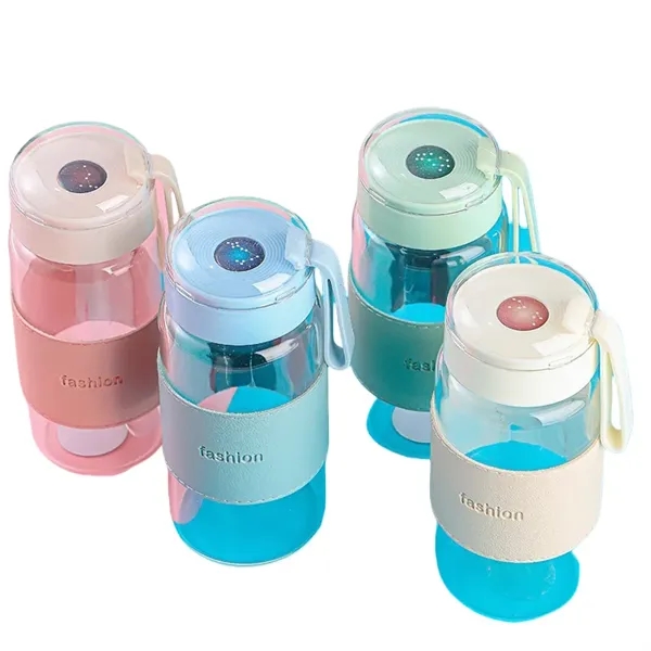 12 oz Glass Water Bottle with Galaxy Lid & Leather Sleeve - 12 oz Glass Water Bottle with Galaxy Lid & Leather Sleeve - Image 6 of 8