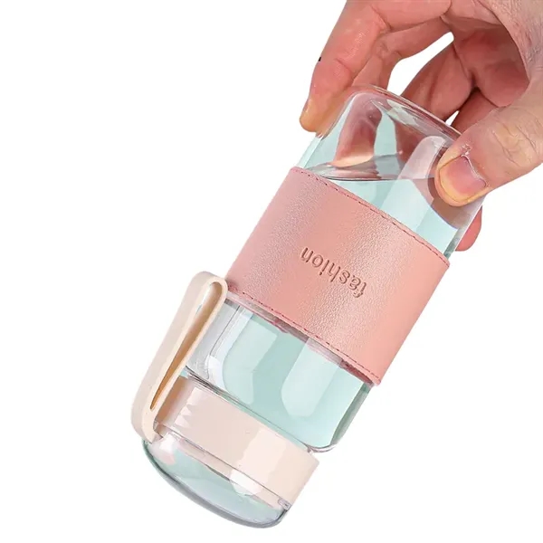 12 oz Glass Water Bottle with Galaxy Lid & Leather Sleeve - 12 oz Glass Water Bottle with Galaxy Lid & Leather Sleeve - Image 7 of 8