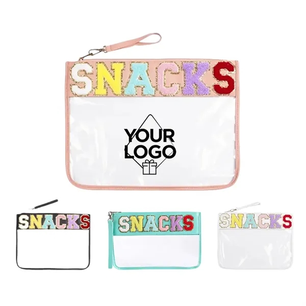 Chenille Letter Clear Zipper Pouch for Travel - Chenille Letter Clear Zipper Pouch for Travel - Image 0 of 9