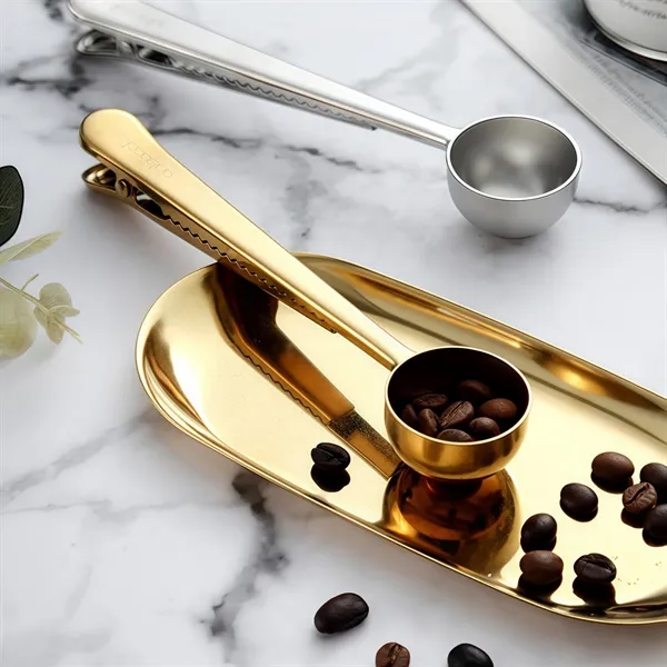 Stainless Steel Coffee Measuring Spoon with Sealing Clips - Stainless Steel Coffee Measuring Spoon with Sealing Clips - Image 2 of 5