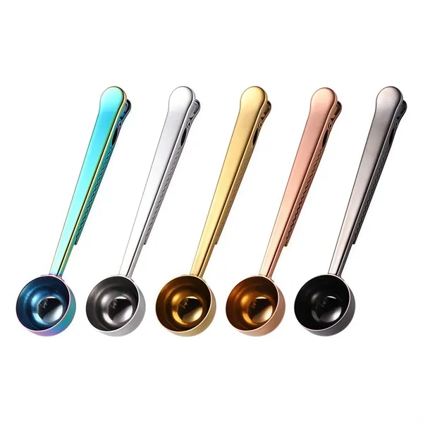 Stainless Steel Coffee Measuring Spoon with Sealing Clips - Stainless Steel Coffee Measuring Spoon with Sealing Clips - Image 3 of 5