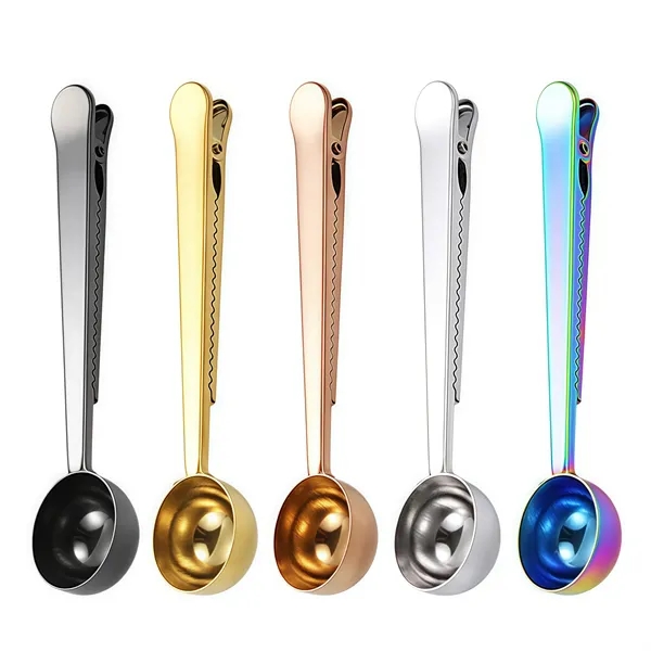 Stainless Steel Coffee Measuring Spoon with Sealing Clips - Stainless Steel Coffee Measuring Spoon with Sealing Clips - Image 4 of 5