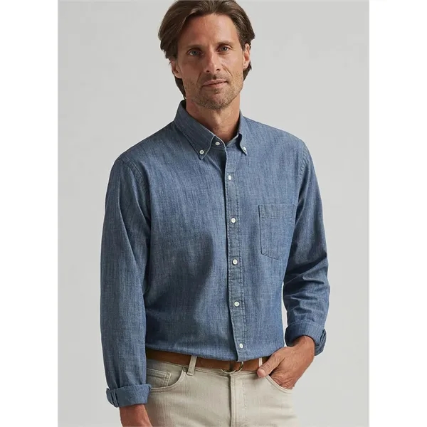 Peter Millar Tamworth Chambray Cotton-Stretch Sport Shirt - Peter Millar Tamworth Chambray Cotton-Stretch Sport Shirt - Image 1 of 2
